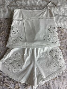 Zara White Ribbed Lounge Shorts